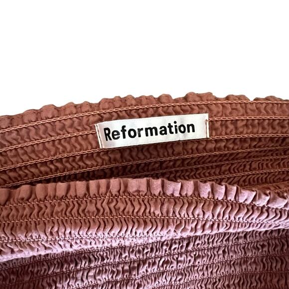 Reformation Women’s Dunes Long Sleeve Square NwxkMini Dress in Praline Pink 4 - Picture 4 of 12